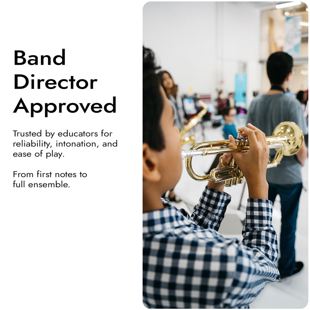 Jean Paul TR-330 Student Bb Trumpet, Two-Piece Yellow Brass Bell, Stainless Steel Valves, U.S. Play-Tested, Gold Lacquer Finish, 7C Mouthpiece and Semi-Hard Case Included