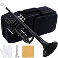 Bb Trumpet for Beginner/Advanced Student, Brass Instrument with 7C Mouthpiece, Hard Case, Polishing Cloth, Gloves, Cleaning Kit (2 Short + 1 Long Brush), Golden for Kids & Adults