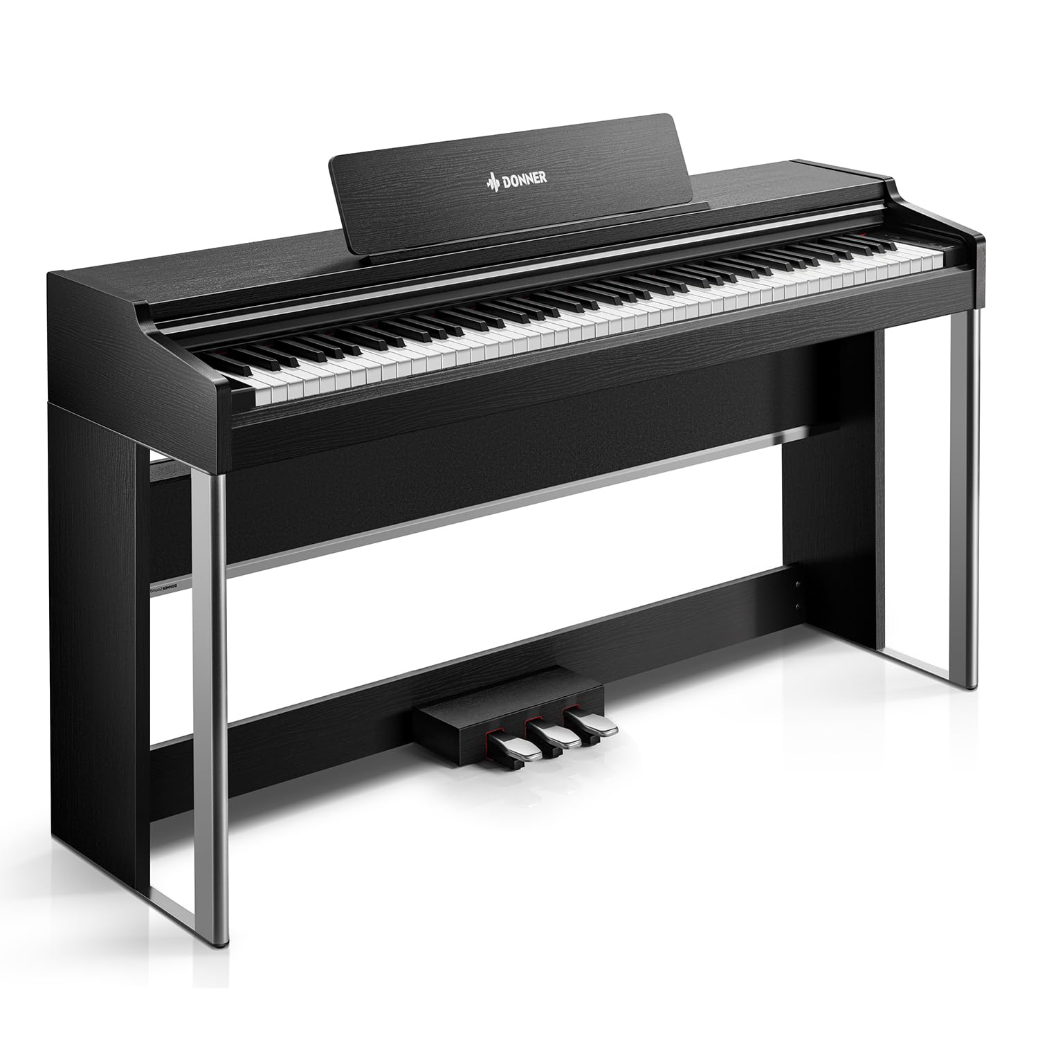 Donner DDP-200 Pro Digital Piano with 88 Key Graded Weighted Keyboard, Wireless Piano with 2.4" IPS Screen Record, 256 Polyphony, Full Size Piano Keyboard Gifts for Beginner Advanced, Wood Graina