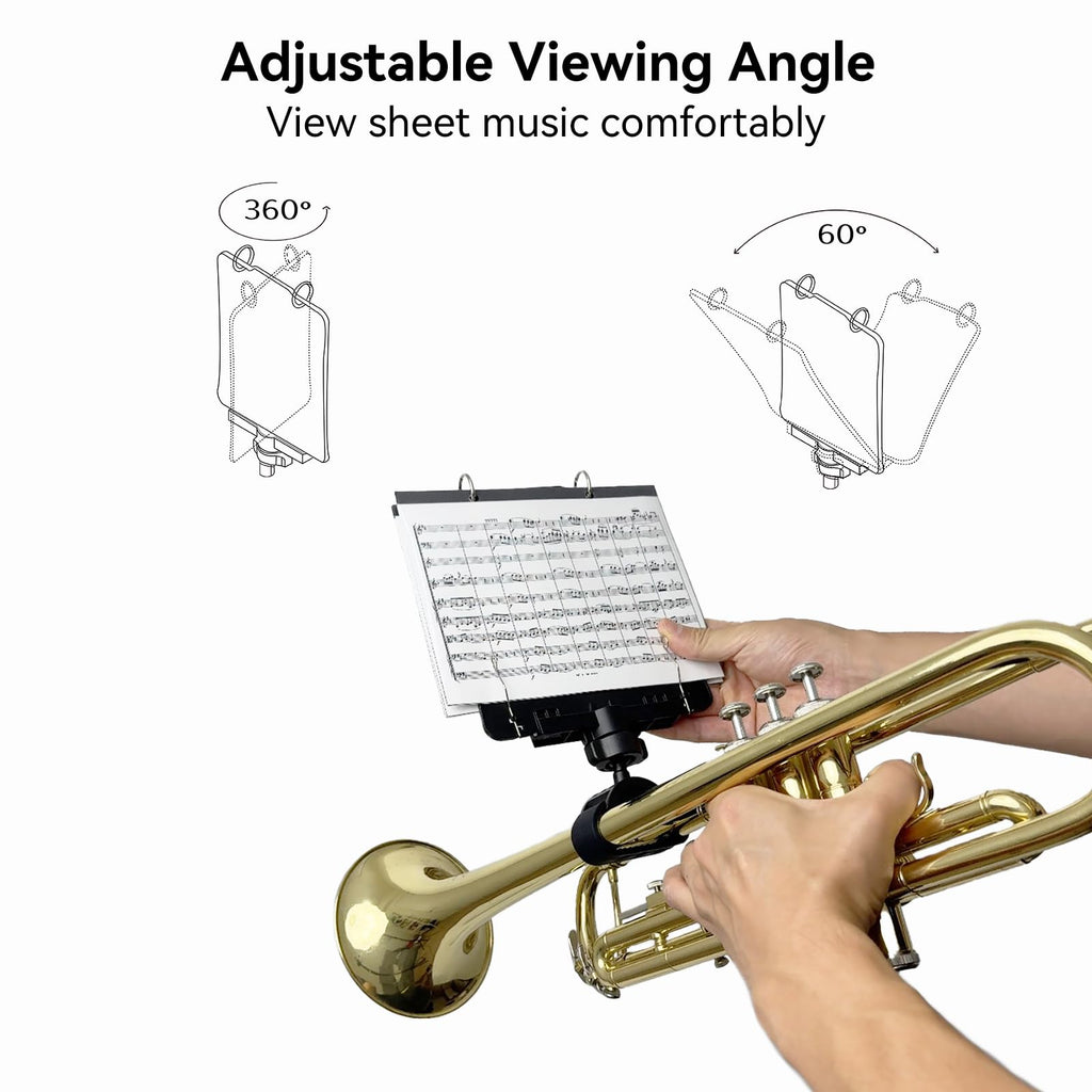 Trumpet Lyre TC10, Adjustable Marching Band Lyre for Trumpet with Flip Folder, Includes 10 Refill Sleeves