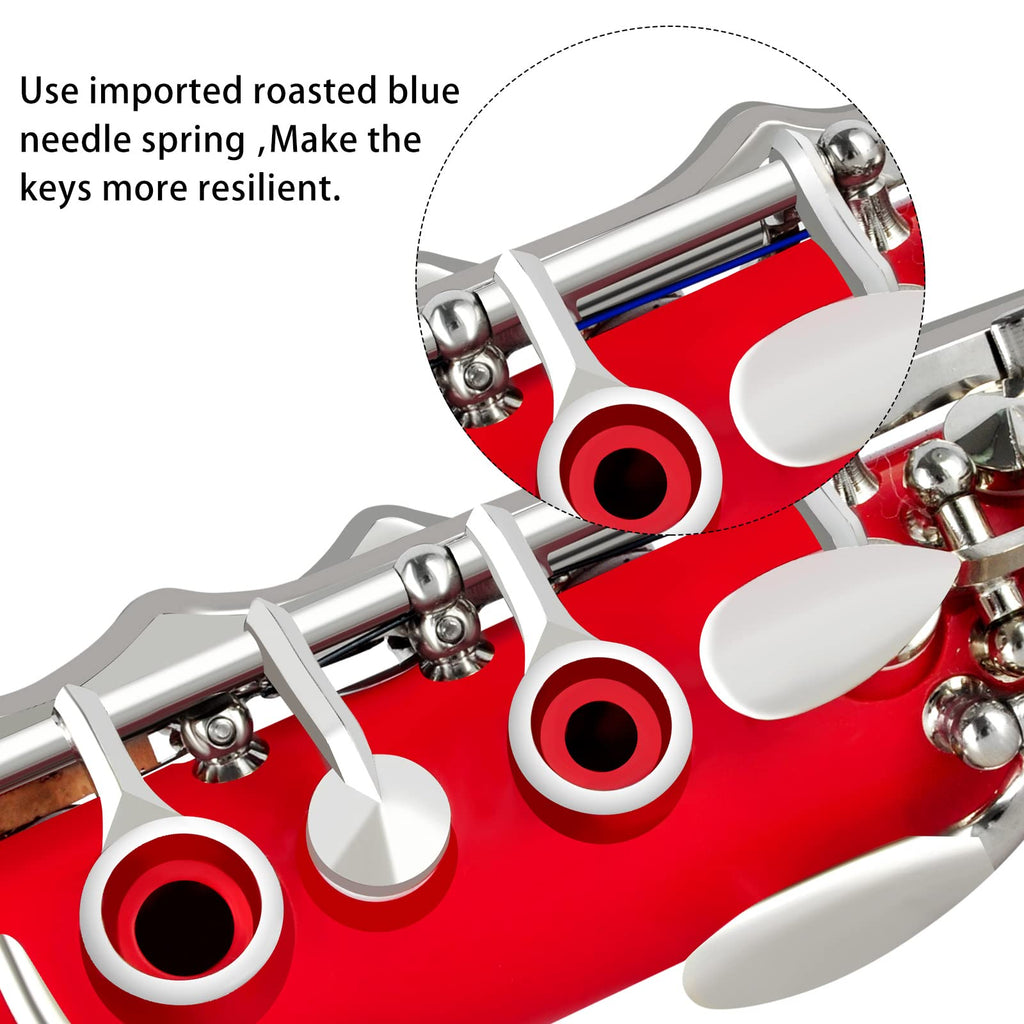 EASTROCK Bb Clarinet 17 Keys ABS Material Wide Range of Tones Particularly Beginner & Students-friendly with Using Tools and 2 Replaceable Barrels