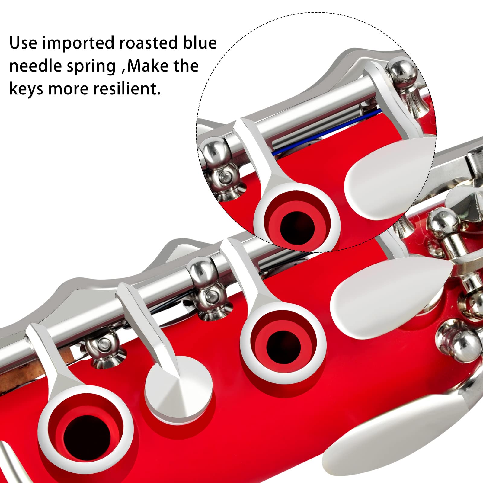 EASTROCK Bb Clarinet 17 Keys ABS Material Wide Range of Tones Particularly Beginner & Students-friendly with Using Tools and 2 Replaceable Barrels