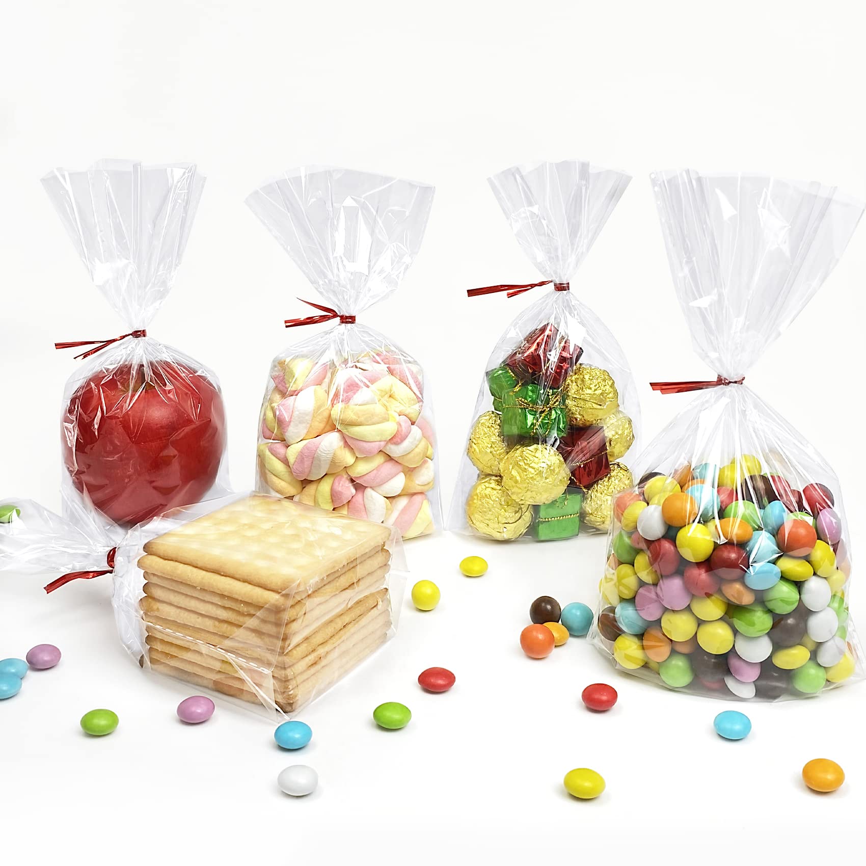 Morepack Large Cello/Cellophane Bags,30x 40 Inches Clear Basket Bags OPP Plastic Cellophane Wrap for Gift Baskets Packaging 20 Pieces (No Bow or Ribbon Included)