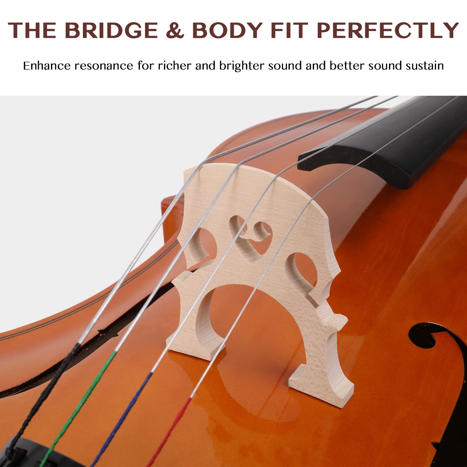 Ktaxon Full-Size Cello, Beginner Cello 4/4, Acoustic Cello Set with Portable Bag, Bow, Rosin, Bridge, Adults & Kids String Musical Instruments(White)