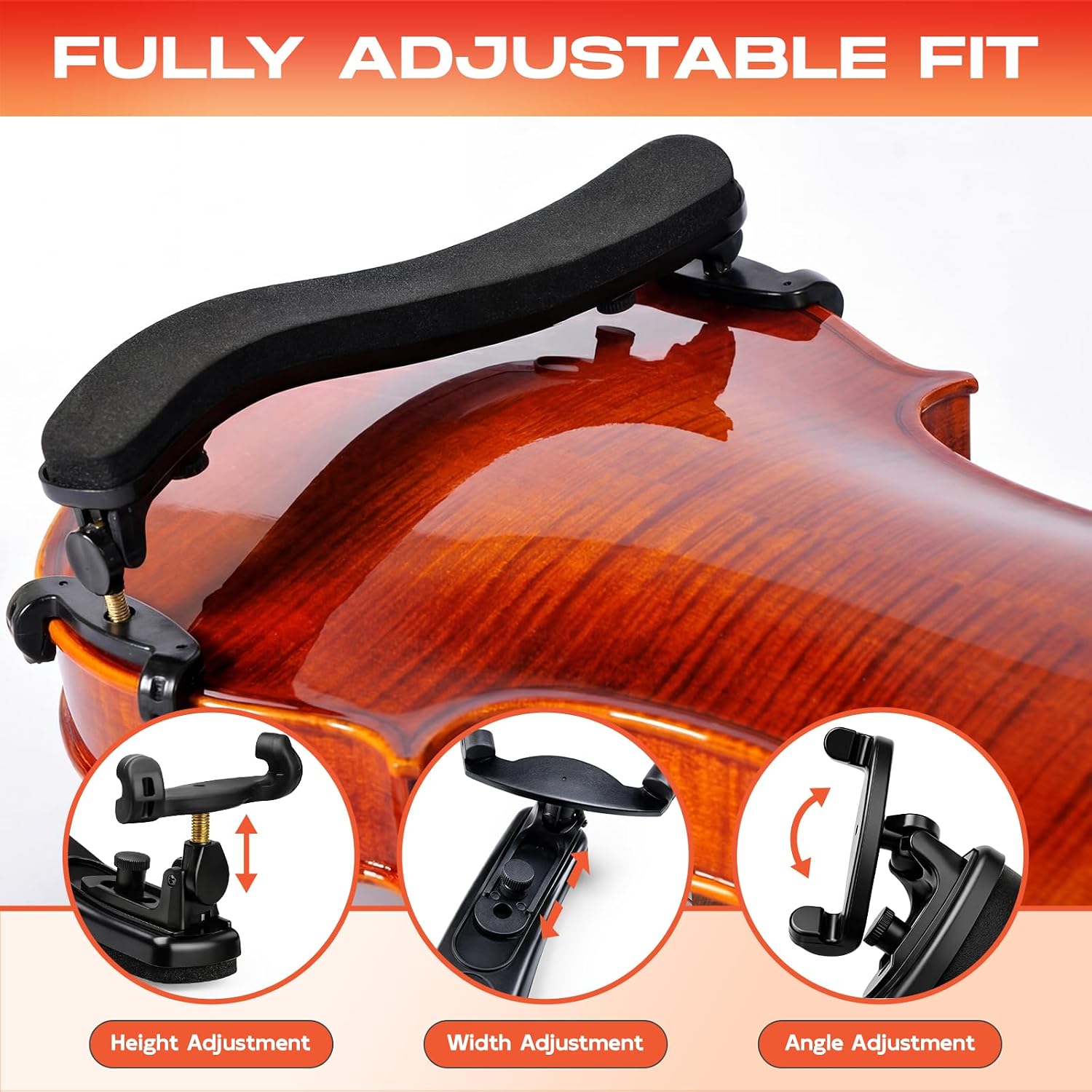 Ergonomic Violin Shoulder Rest for Students & Beginners – Lightweight Adjustable Fit for 4/4 & 3/4 Violins – Soft EVA Padding, Secure Silicone Feet