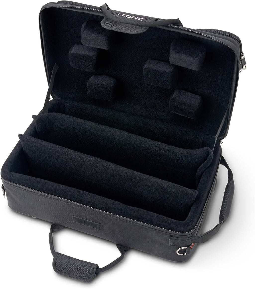 Protec Triple Trumpet Travel Ready PRO PAC Case with Tuckaway Backpack Straps, Black, Model PB327