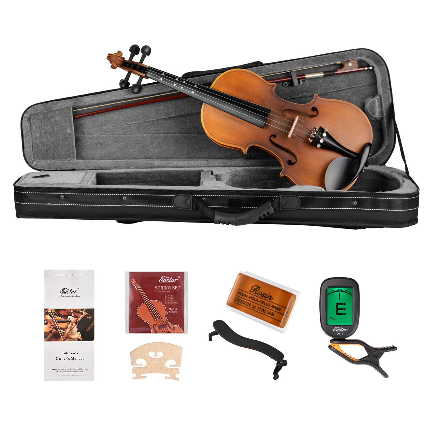 Eastar 3/4 Violin for Beginners, Violins Kit for Student, Fiddle with Hard Case, Rosin, Shoulder Rest, Bow, and Extra Strings (Imprinted Finger Guide on Fingerboard)