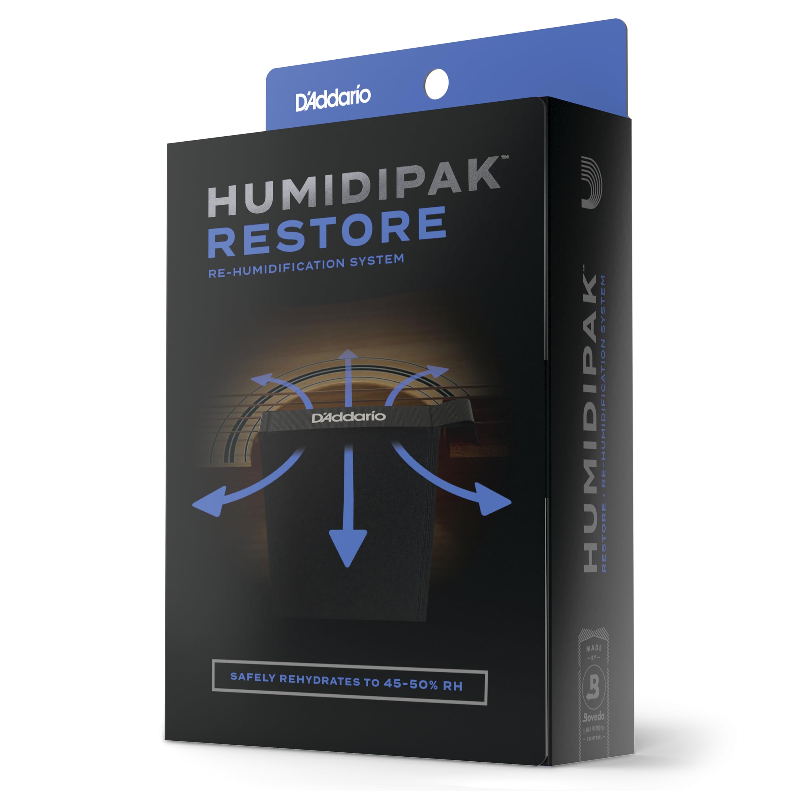 D'Addario Accessories Guitar Humidifier Packs - Two-Way Humidification System Conditioning Packets - For Maintaining Proper Guitar Humidification Level - 3 Maintain Replacement Packets
