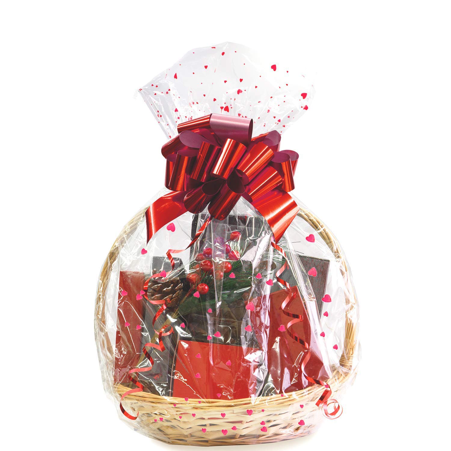 Morepack Large Cello/Cellophane Bags,30x 40 Inches Clear Basket Bags OPP Plastic Cellophane Wrap for Gift Baskets Packaging 20 Pieces (No Bow or Ribbon Included)