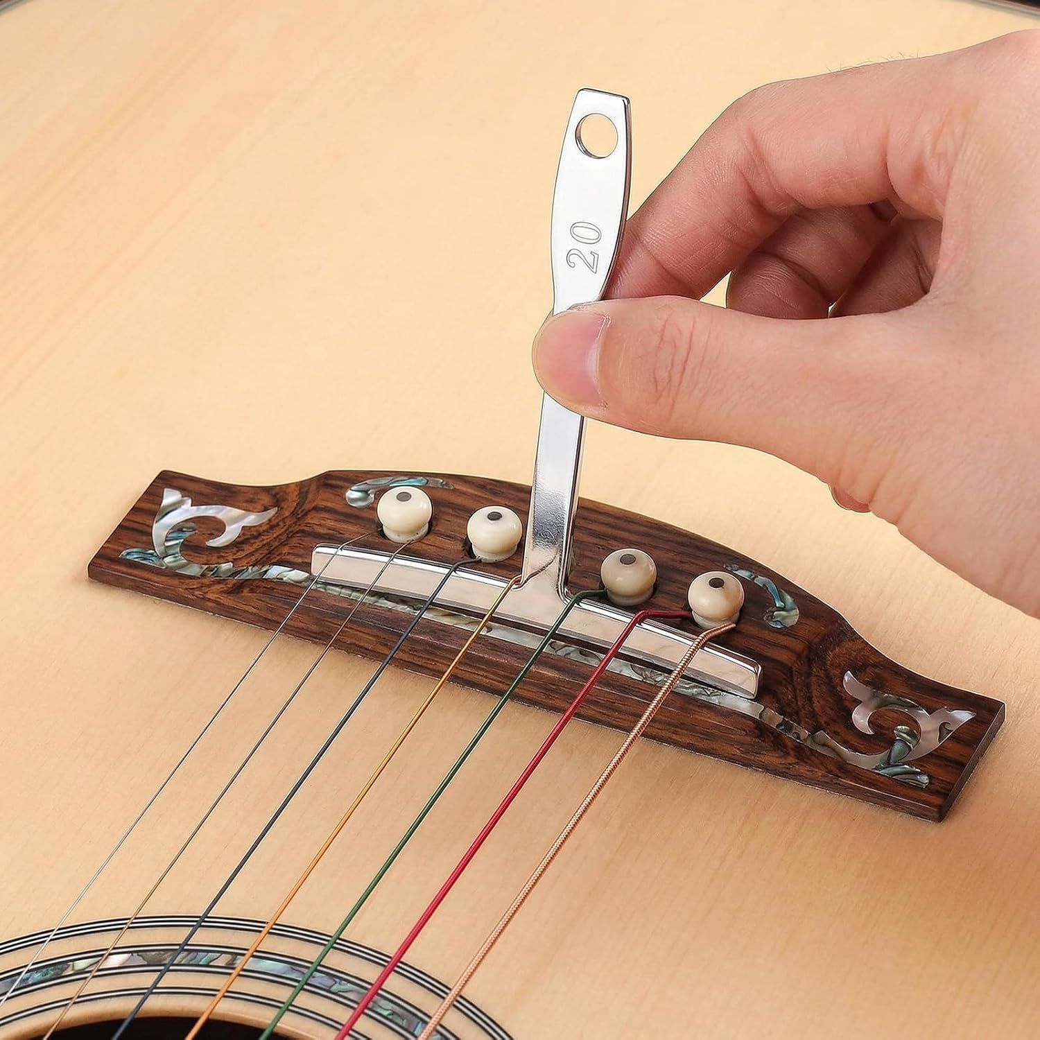 10 Pcs Guitar Luthier Tools - 9 Stainless Steel Understring Radius Gauges + 1 String Action Gauge, Precision T-Shaped Radius Measuring Ruler for Guitar & Bass Setup, Adjusting & Repairing