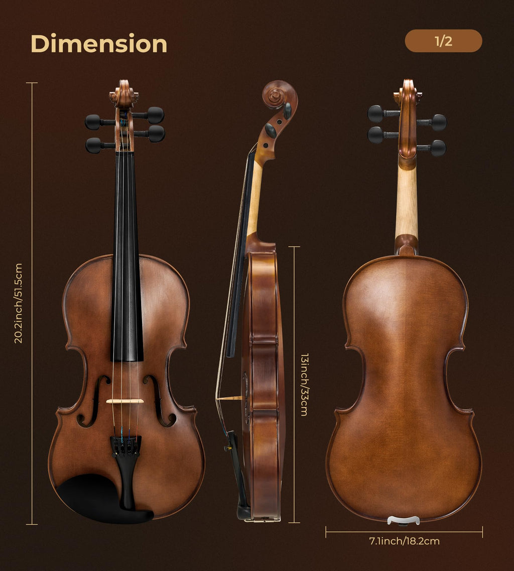 Vangoa 4/4 Solid Wood Acoustic Violin Full Size Fiddle Set for Beginner Adult Student Teen Kids with Violin Case, Bow, Rosin, Shoulder Rest, Tuner, Strings, Natural