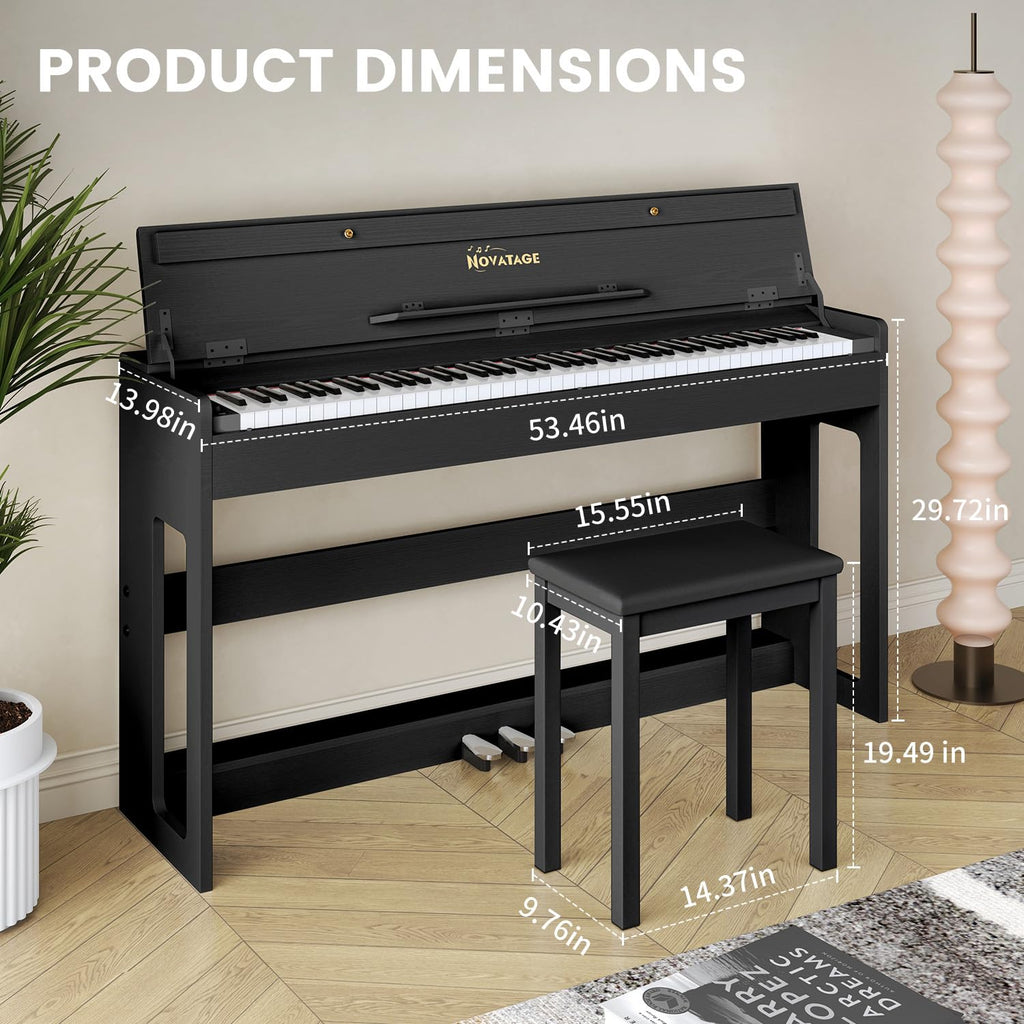 88-Key Weighted Piano Keyboard, Hammer Action Digital Piano with Speakers, Wooden Electric Piano with bench, Triple Pedal, Headphone, cover, Supports MIDI Connecting (Brown)