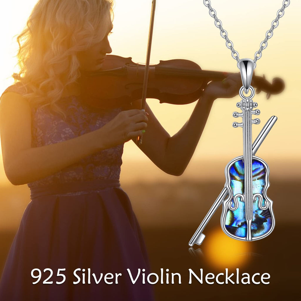 YAFEINI Violinist Cellist Gifts for Her 925 Sterling Silver Cello Violin Pendant Necklace Music Jewelry for Women Birthday Christmas Gifts