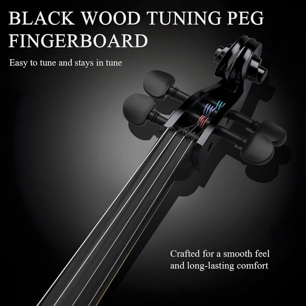 Full Size Cello Kit, Acoustic Cello Instrument for Adults,Students,Beginners,Complete Cello 4/4 Set with Portable Bag, Bow, Rosin (Black)