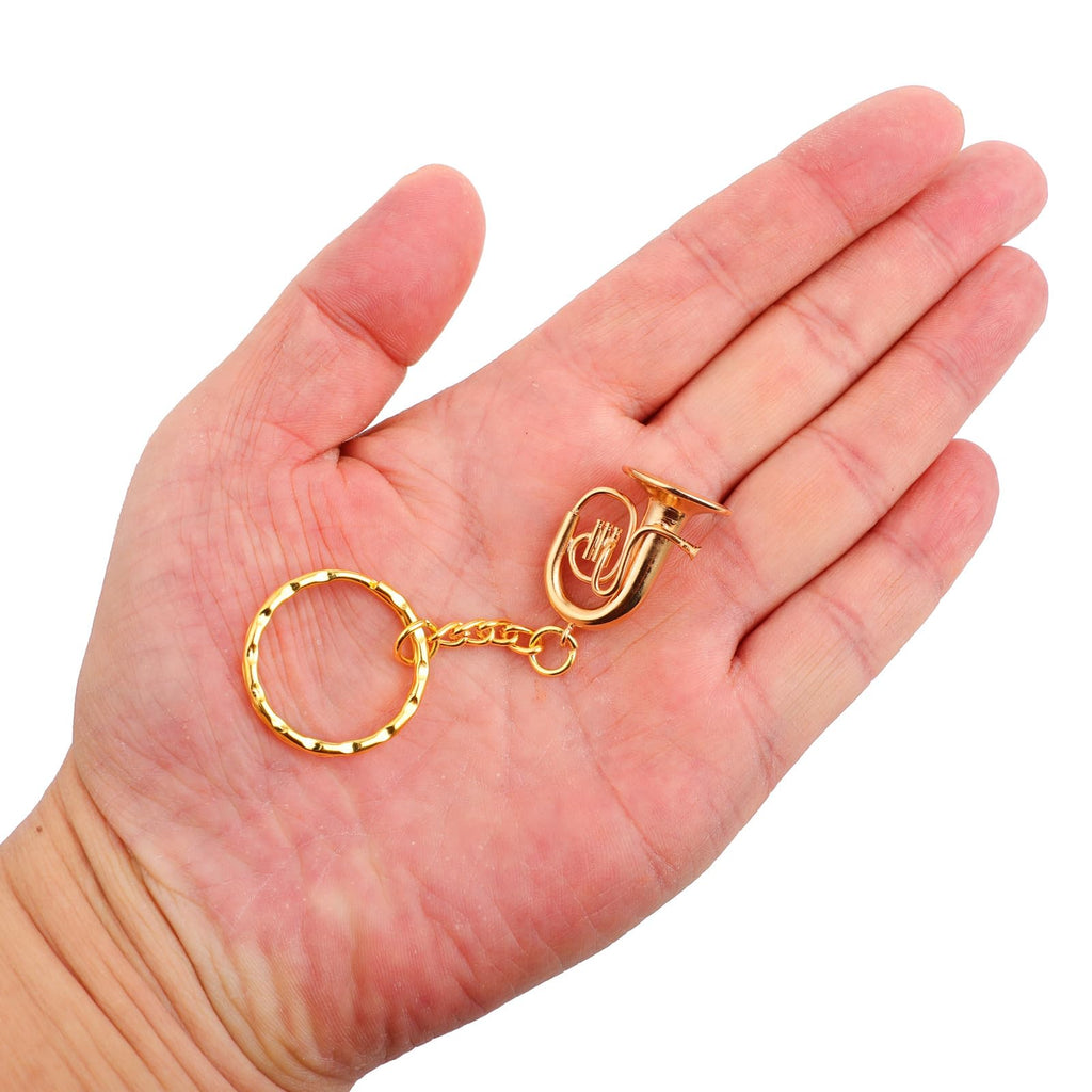 Miniature Musical Instrument Keychain with Case Brass Mini Collectible Figurines Replica Key Ring Birthday Gifts