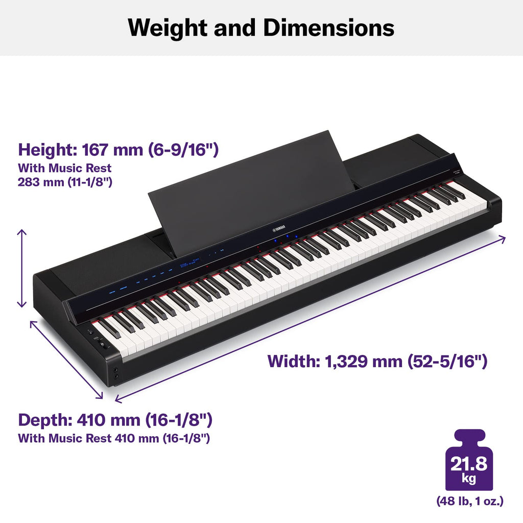 Yamaha PS500 88-key Smart Digital Piano w/Stream Lights Technology, PA500C Power Adapter and FC4A Sustain Pedal, White