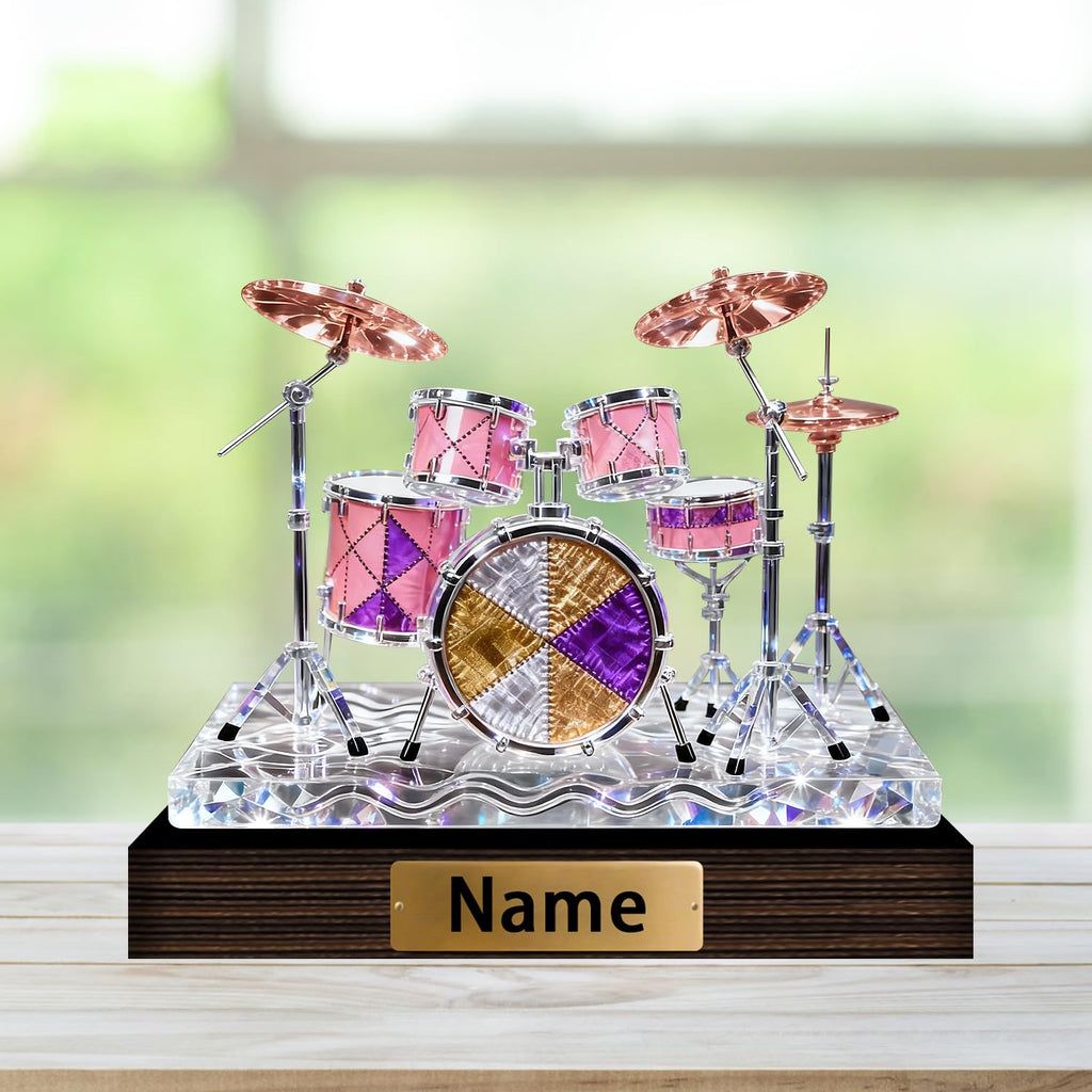 Personalized Name Violin Crystal Desktop Ornaments for Club Bedroom Office Custom Music Theme Stained Glass Acrylic Tabletop Plaque 2D Flat Electric Cello Figurine Sculpture for Violinist Cellist