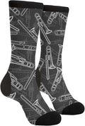 YISHOW Black White Trombones Vintage Unisex Novelty Crew Socks Casual Funny Crazy Dress Socks Gift
