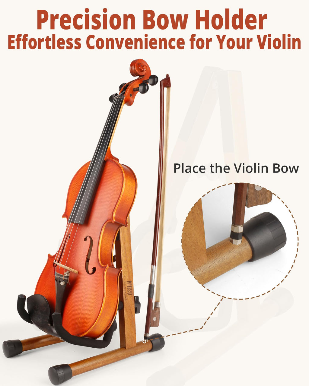 MUSO Cello Stand with Bow Holder,A-Frame Floor Stand with Padded Foam, Handcrafted Cello Rack Fits 1/2, 3/4, 7/8, 4/4 Full-Size and Guitar, Instrument Holder for Home and Studio Display