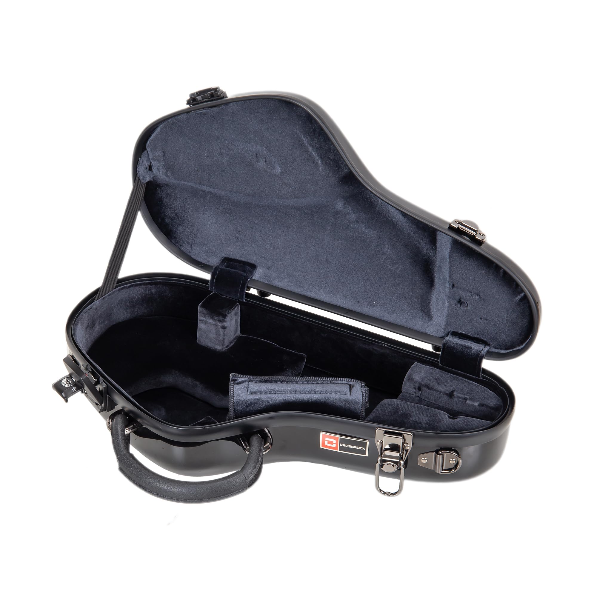 Crossrock Pro-Grade Straight Soprano Saxophone Case | Crimson Red Gloss, TSA Lock, Elite Protection, Detachable Backpack Straps, Accessory Pocket for Professional Musicians