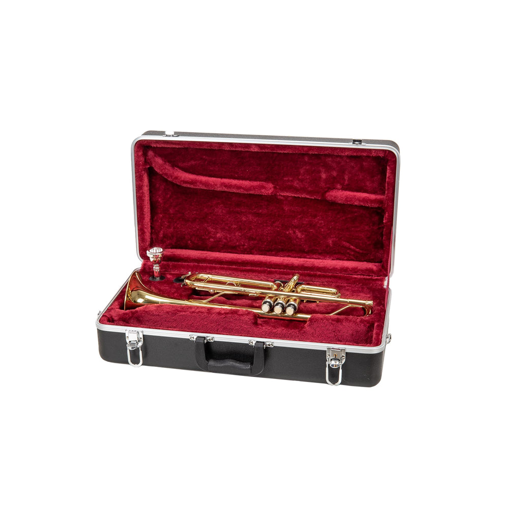 Crossrock Trumpet Case for Bb Horn | Textured Blue Finish with Velvet Interior, Security Lock, Metal Feet & Detachable Strap (CRA861TRBL)