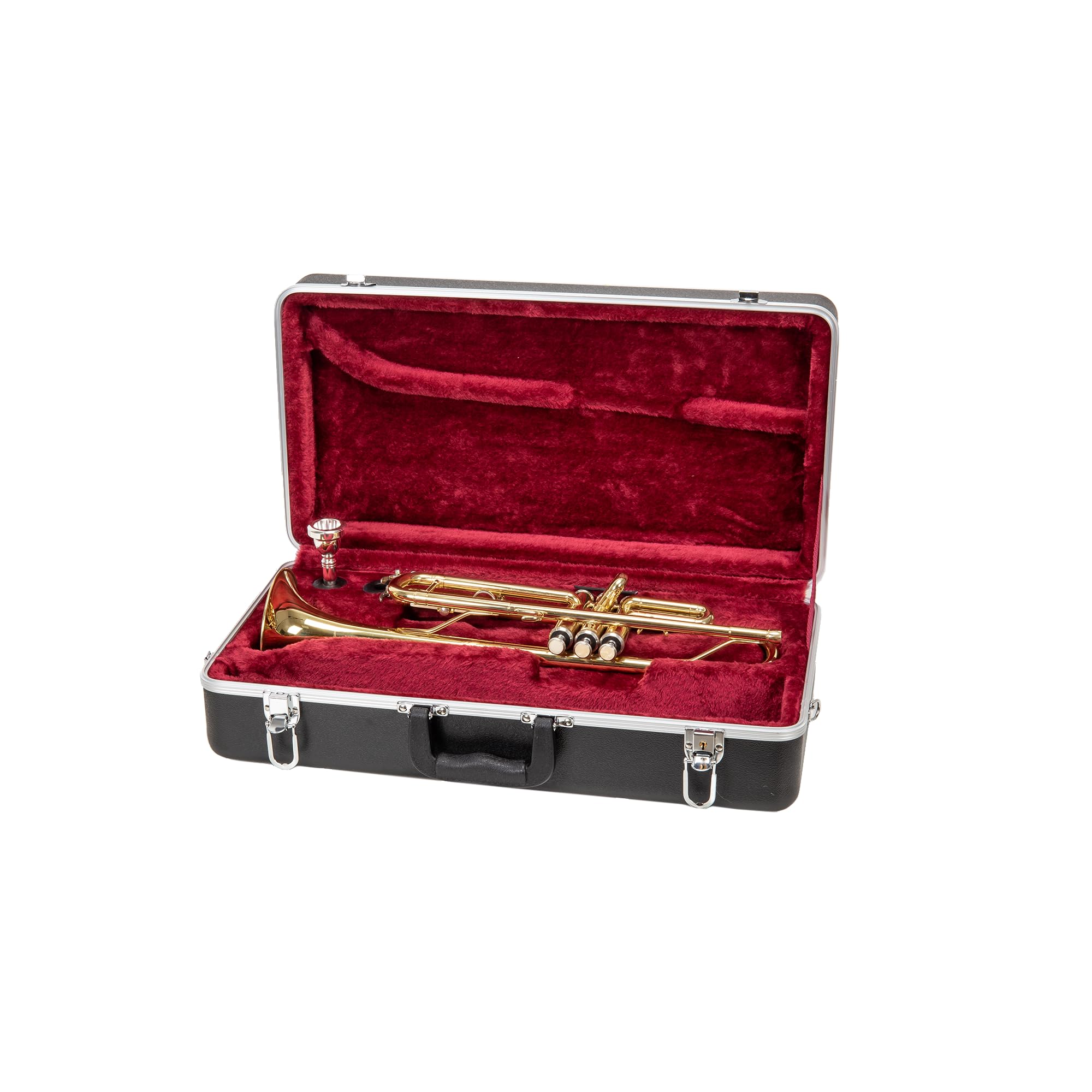Crossrock Trumpet Case for Bb Horn | Textured Blue Finish with Velvet Interior, Security Lock, Metal Feet & Detachable Strap (CRA861TRBL)
