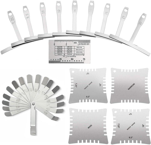 15PCS Guitar Luthier Tools Set Including Guitar Radius Gauge, String Action Ruler Gauge Feeler Gauge, Guitar Notched Radius Gauges For Guitar and Bass