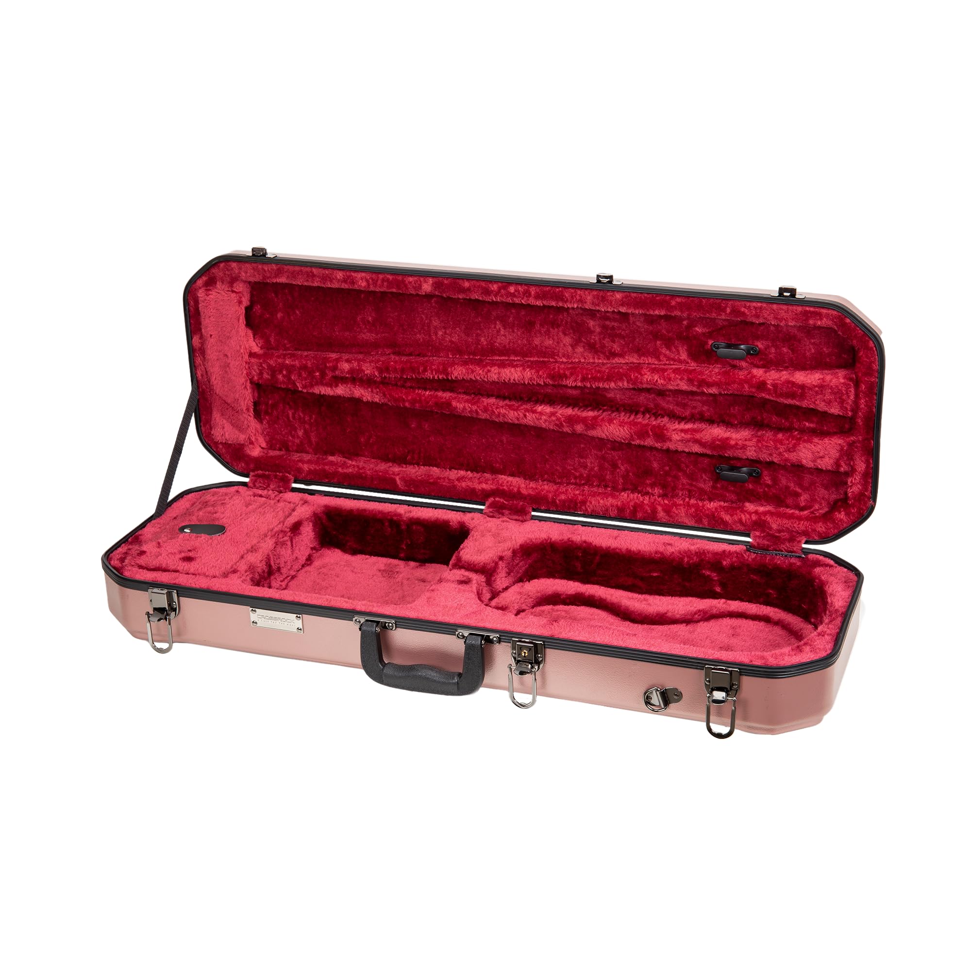 Crossrock Shaped Violin Case for 4/4 Full-Size Violin | Interior Accessory Compartment, 2 Bow Holders, Security Lock, Detachable Shoulder Straps - Black (CRA880VFBK)