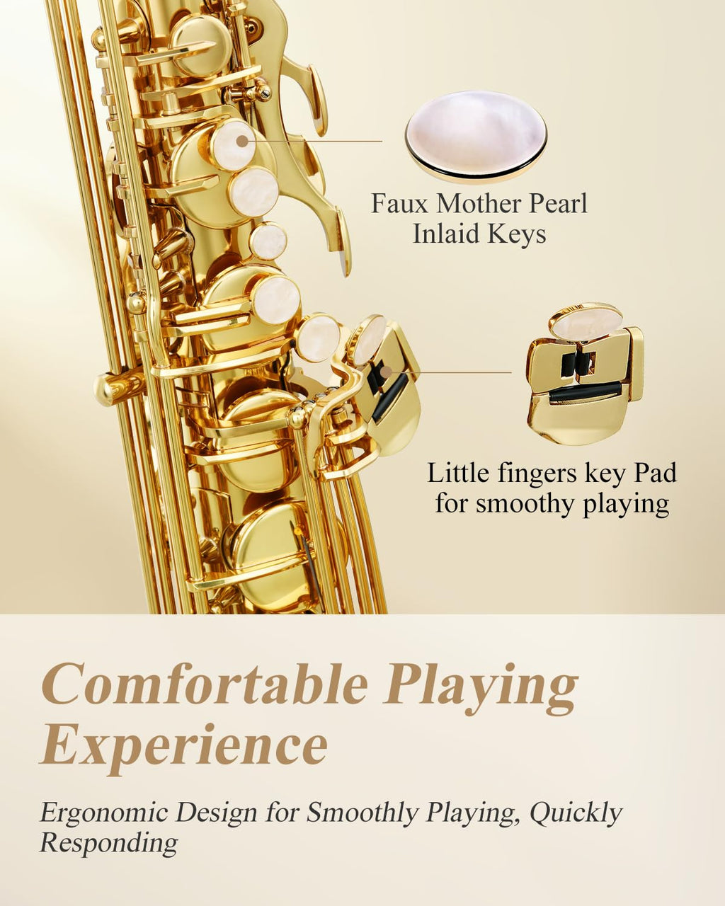 Eastar Student Alto Saxophone E Flat for Beginner Sax Full Kit with Carrying Case, Mouthpiece, Straps, Reeds, Stand, Golden Lacquer, AS-Ⅱ