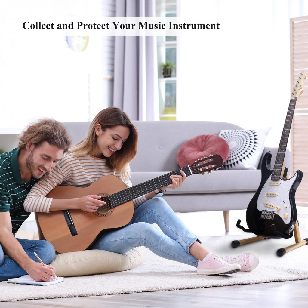 MUSO Cello Stand with Bow Holder,A-Frame Floor Stand with Padded Foam, Handcrafted Cello Rack Fits 1/2, 3/4, 7/8, 4/4 Full-Size and Guitar, Instrument Holder for Home and Studio Display