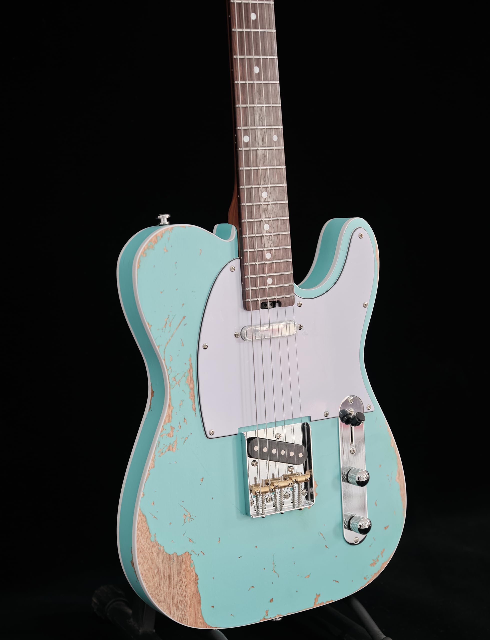 KGD Relic electric guitar mahogany body carbonized maple neck rosewood fretboard 6-string solidbody electric guitar S-S pickupsbrass barrel saddle bridge (Grass Green)