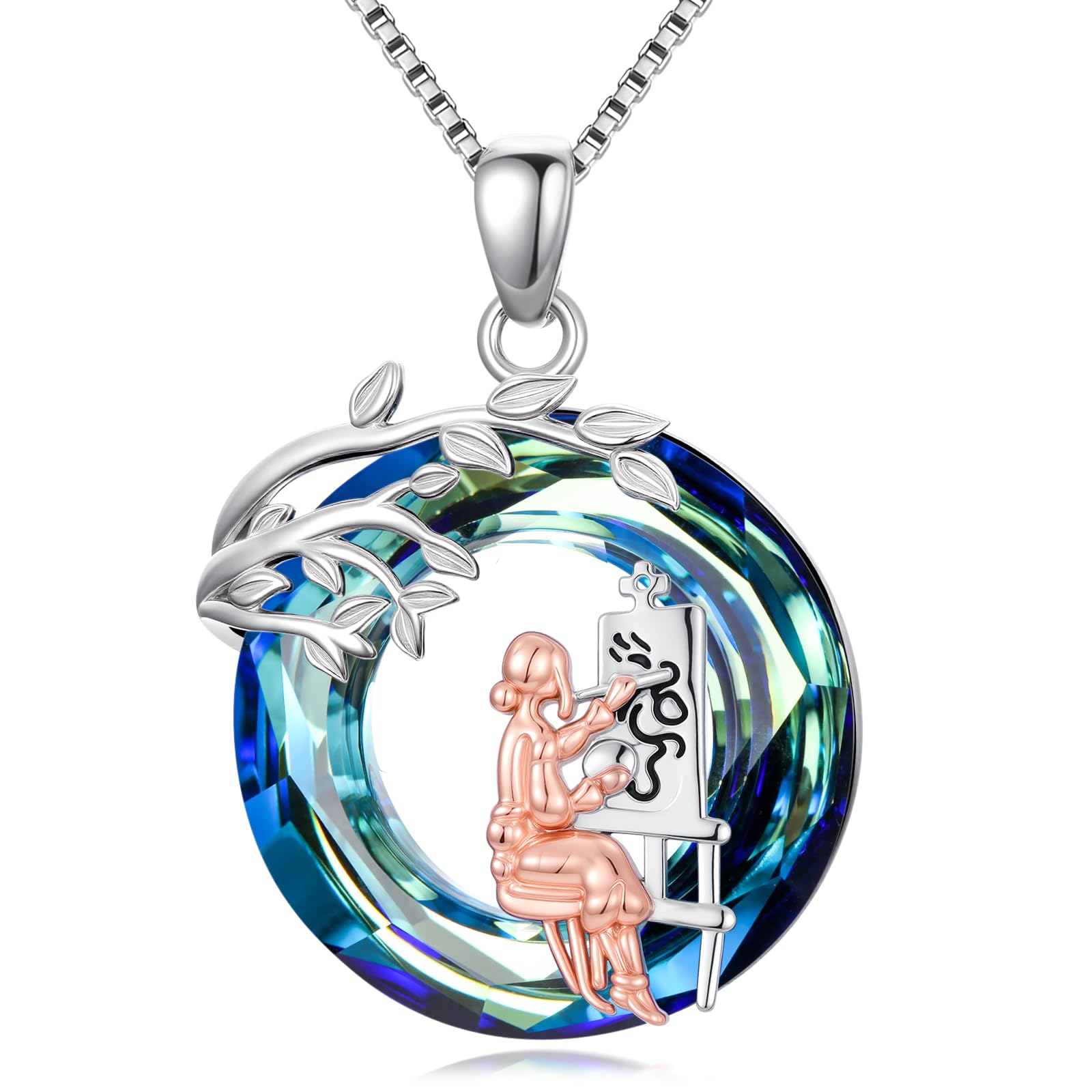 Sport/Music Necklace for Women 925 Sterling Silver Crystal Pendant Tree of Life Jewelry Gifts for Sport Players