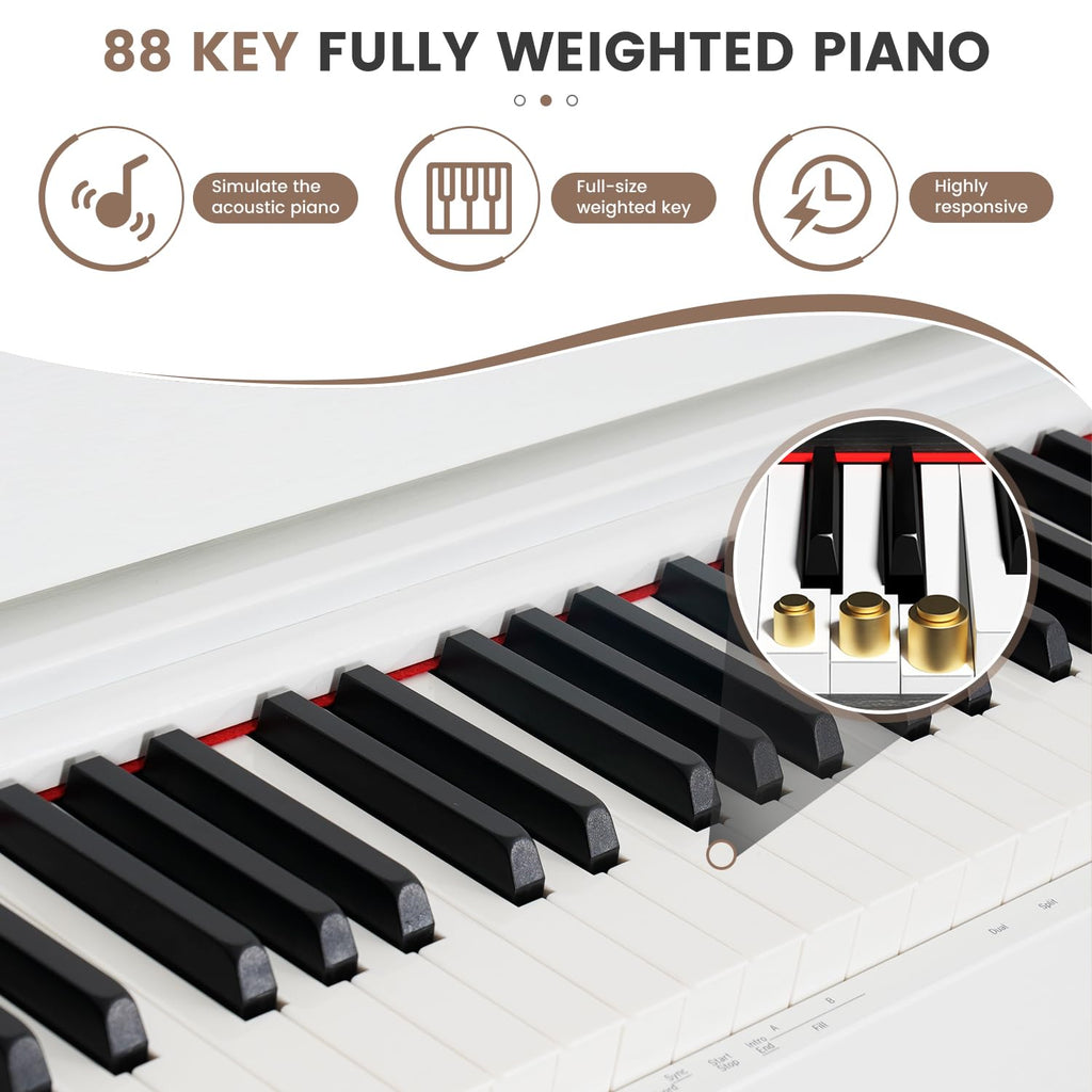 88 Key Full-Weighted Digital Piano, Full Size Electric Piano for Beginners, with U-Stand, 3 Pedal Unit, Adjustable Stool, Headphone, MIDI Functionality (Black)