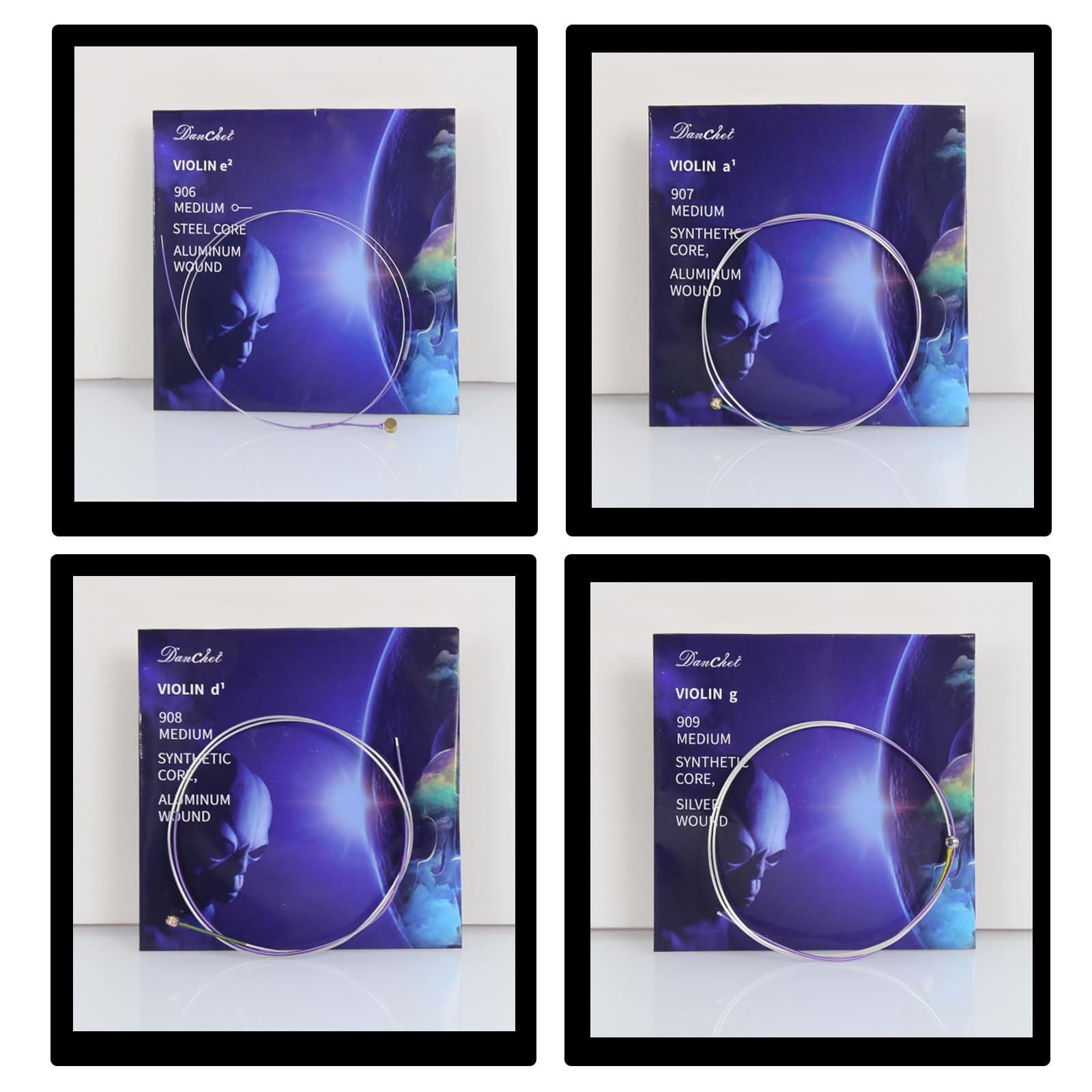 Violin Strings 4/4 Full Set Professional Performance Grade, Ball End, Nylon Wound 901B (Includes E, A, D, G Strings)…