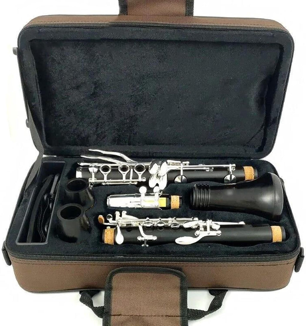 Clarinet Exquisite Clarinet Instrument in The Key of Bb Selected Ebony Body Silver-Plated 18 Keys