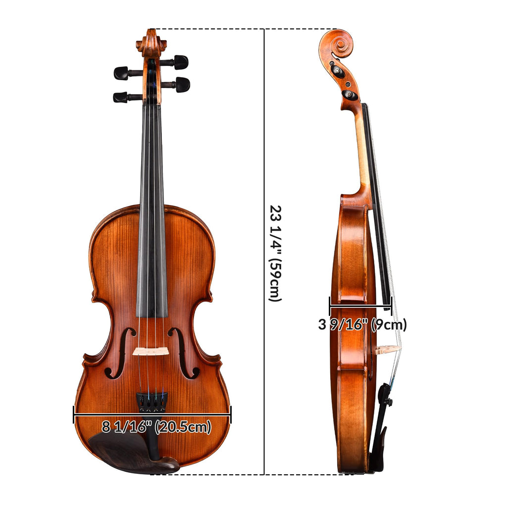AW Solid Wood Violin 4/4 Full Set Fiddle Beginner Violin Full Size Stradivari Copy Style with Carry Case Bow Rosin Shoulder Rest for Student Adults Starter Kit