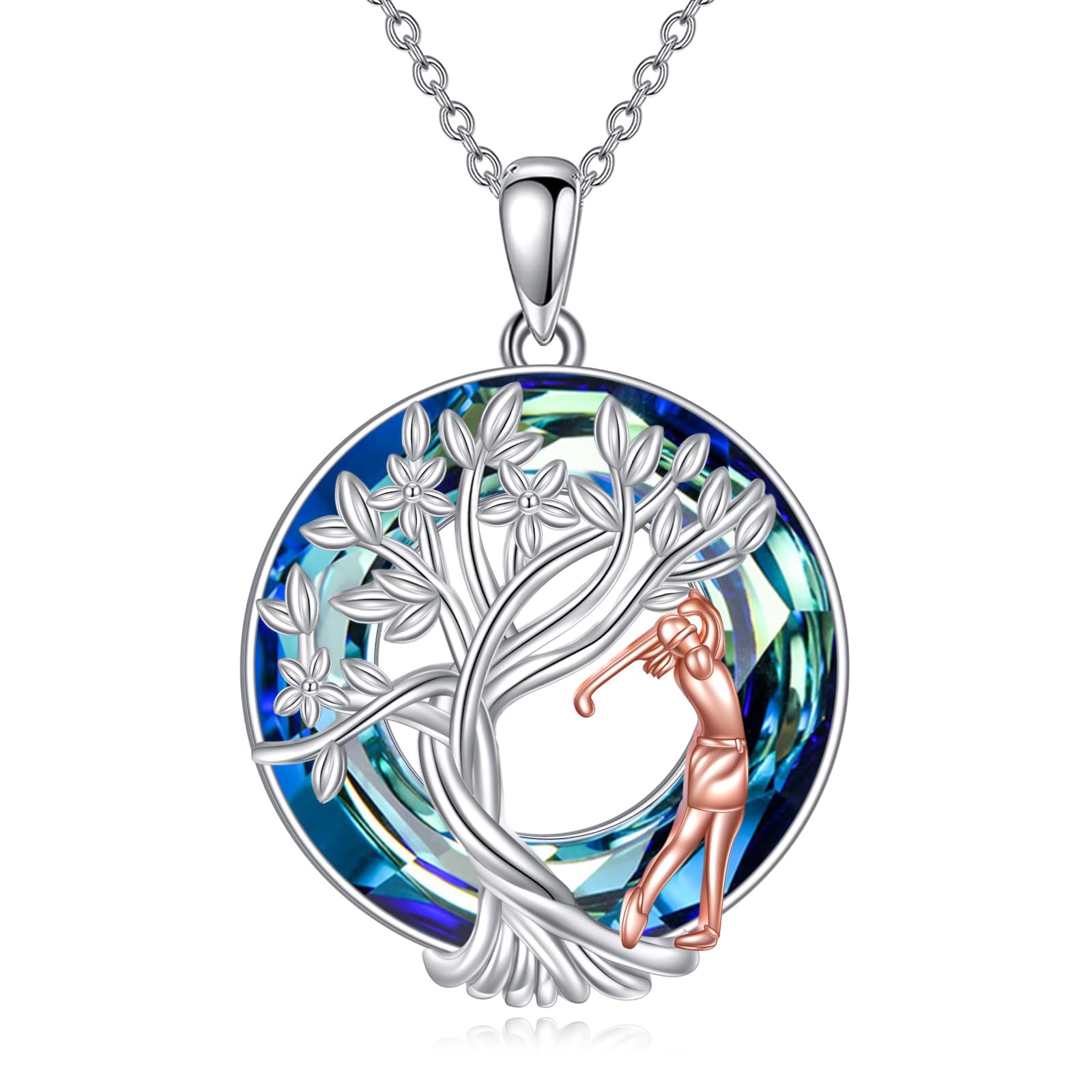 YFN Tree of Life Necklace Sterling Silver Crystal Jewelry Graduation Birthday Gifts for Women