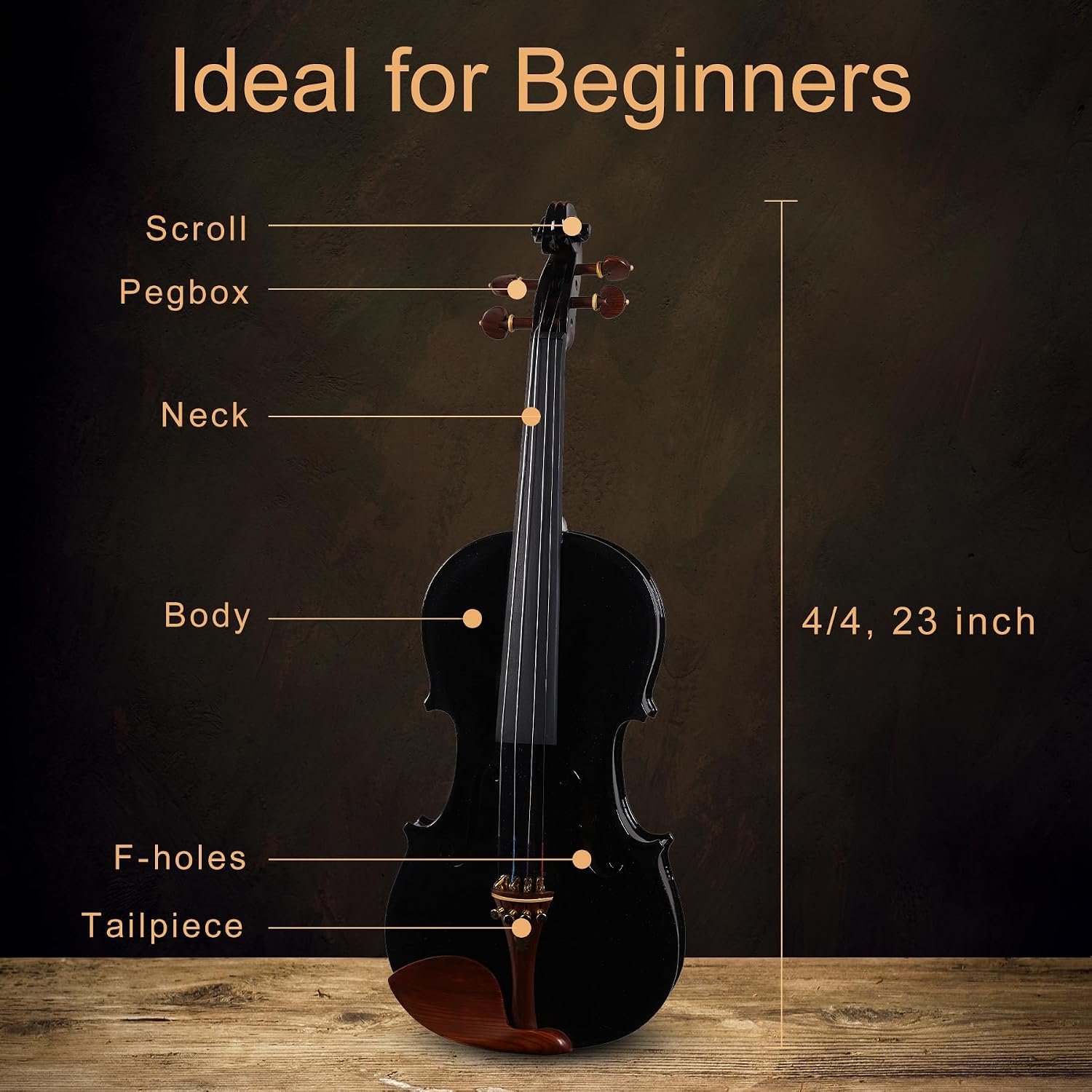 Black Violin 4/4 Full Size Complete Set for Adults Teenagers Students,Solid Maple Wood Violins with Rosewood Fittings,Case,Spare strings,Bow,Rosin,Shoulder Rest,Professional Violin for 11+years Gift