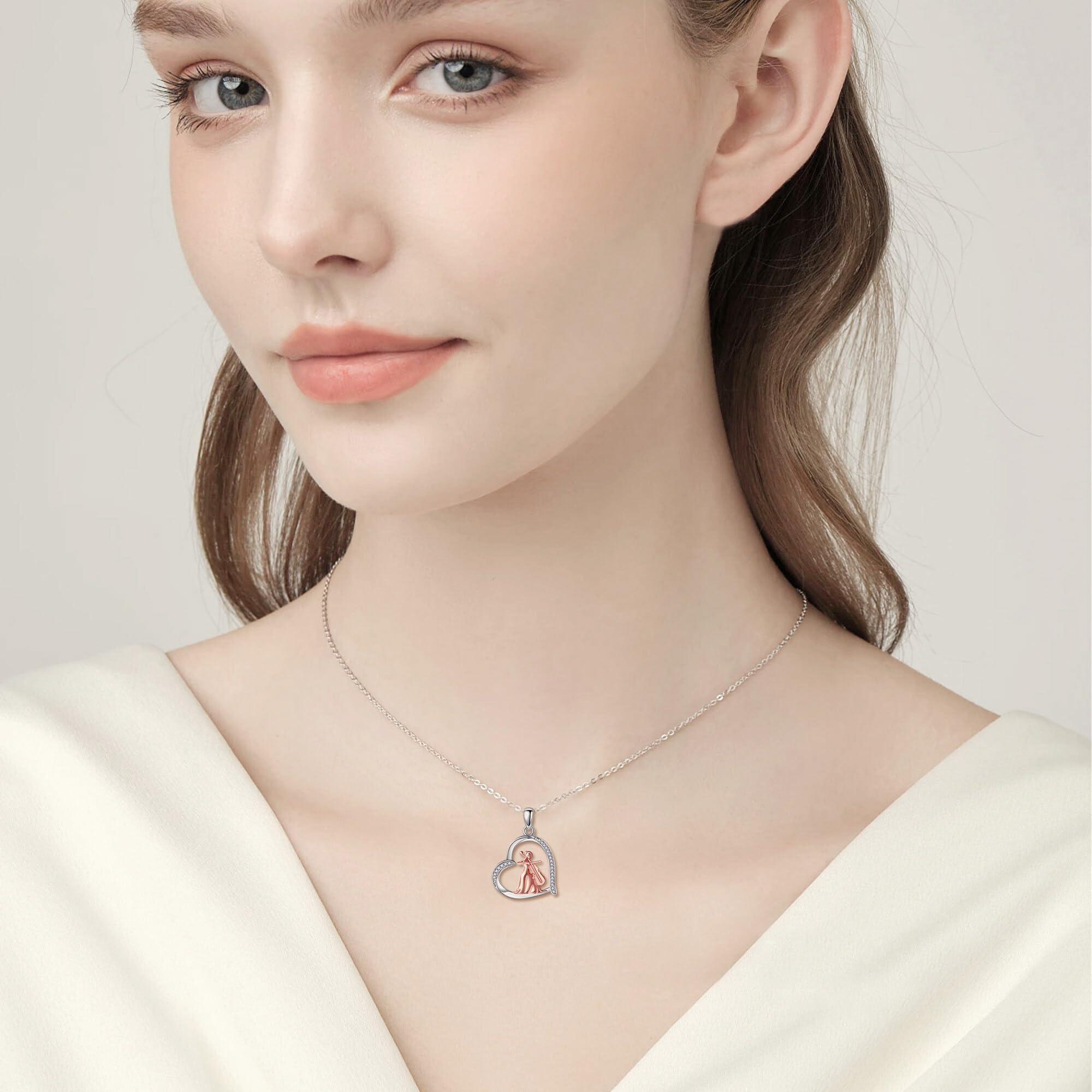 Sterling Silver S925 Ballet/Violinists/Gymnastics/Cello/Runner/Tennis/Piano/Artist Necklace Jewelry Gifts for Women Christmas Gift