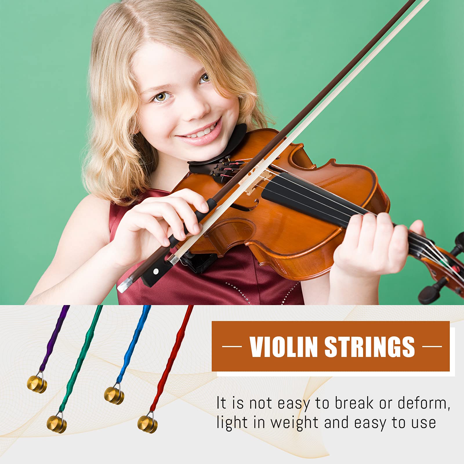 8 Pieces Violin Strings Universal Full Set (g-d-a-e) 4/4 Violin Universal Steel Core Fiddle Strings for Instruments 4/4 3/4 1/2 1/4 - Educator's Choice for Student