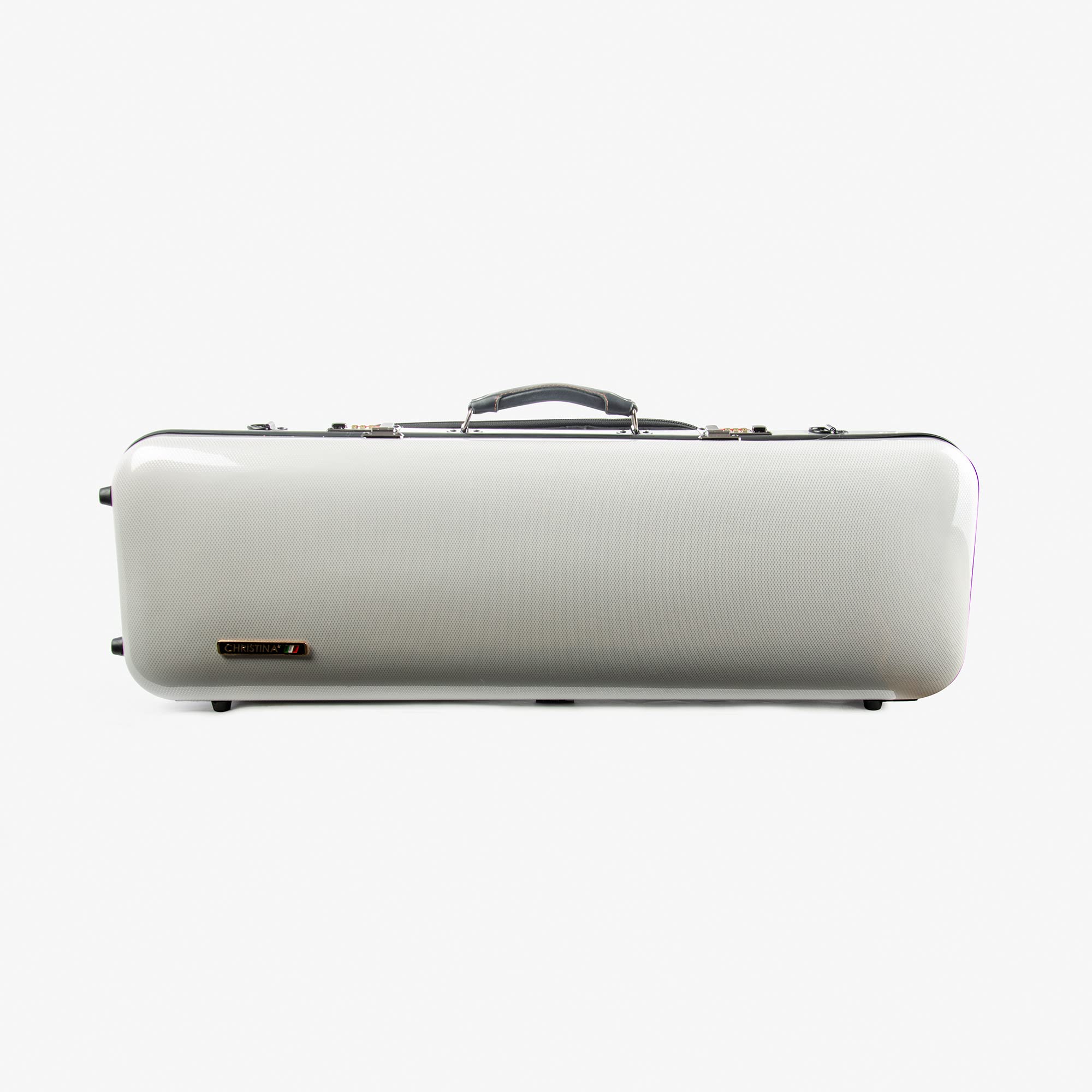 Christina 4/4 Full Size Violin case High-Strength Carbon Fiber Rectangular Violin Music Bag With Combination Lock and Extra Bag White Violin Hard Case (VB-Square-White Stripe spot)