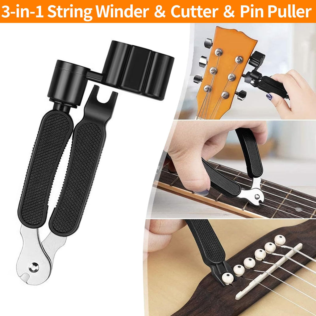 Guitar Tool Kit, 119 Pcs Professional Guitar Repair Kit, Guitar Maintenance Kit with Guitar Tools Accessories and Carry Bag, Guitar Setup Kit for Electric Guitar Acoustic Guitar Ukulele Banjo Bass