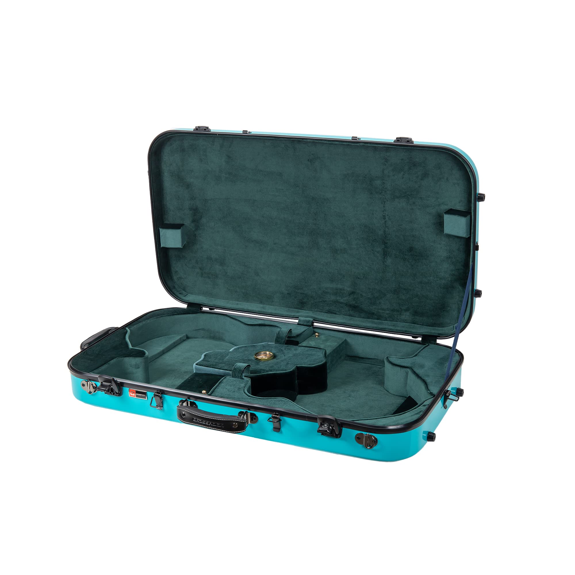 Crossrock Fiberglass Double Case for Mandolin & 4/4 Violin – Fits A & F-Style | Black Gloss Finish, TSA Lock, Backpack Straps, Accessory Storage – Pro Tour Series