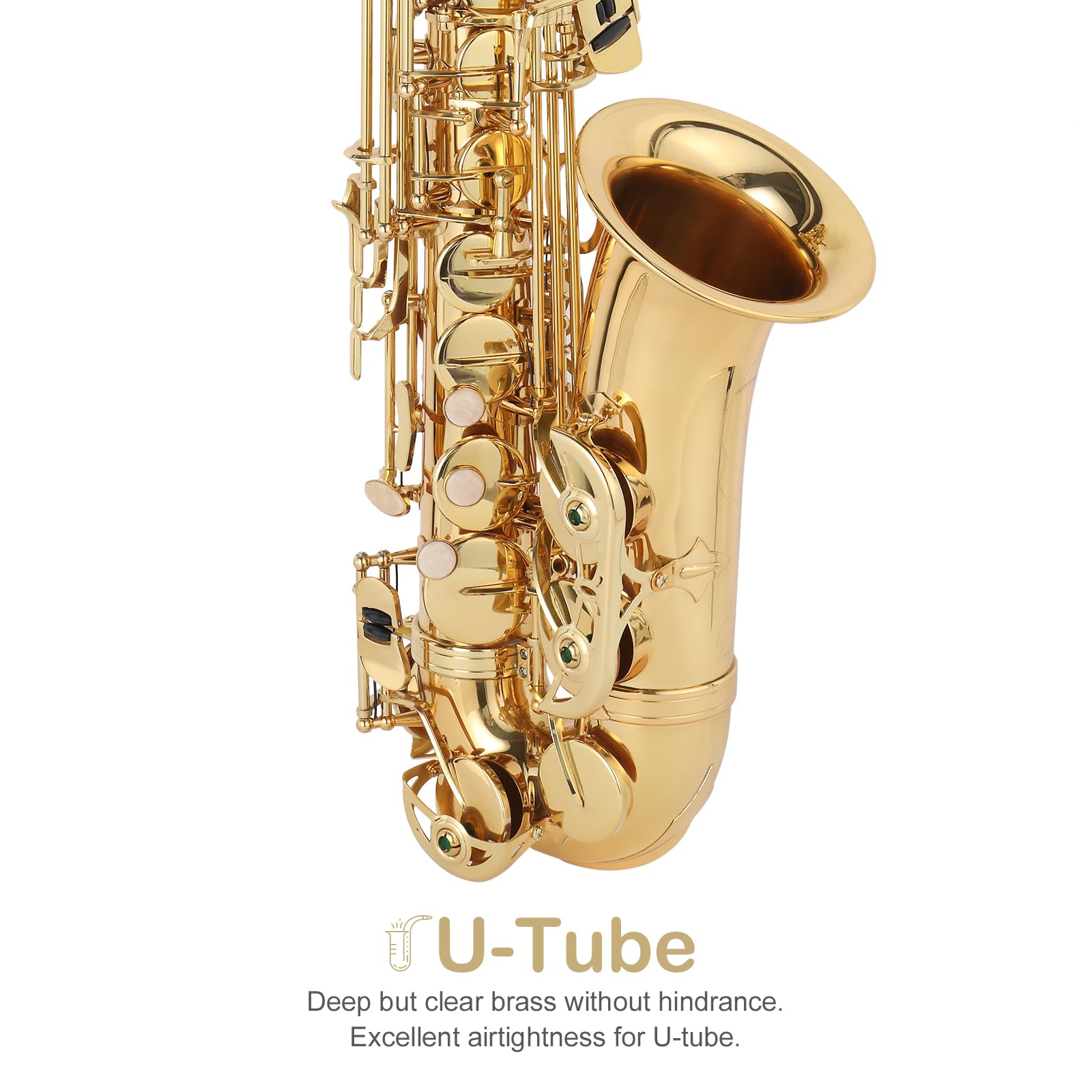E Flat Alto Saxophone, Brass Alto Saxophones Instrument with Carry Case, Mouthpiece, Cleaning Brush & Cloth, Strap Accessories For Beginner Professional