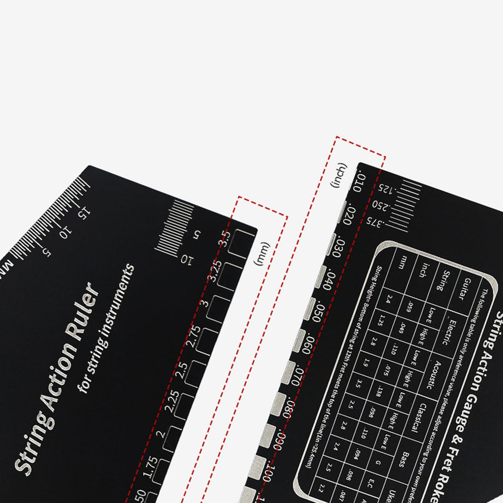 YIJU Guitar Action Gauge Ruler Stainless Action Ruler Guitar Setup Fretboard Measuring Tool for Electric Bass Suitable for Workshop Studio, square