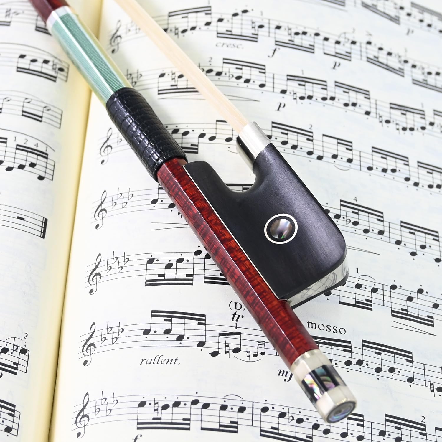 Cello Bow 4/4 Size Carbon Fiber Core Wood Skin Hybrid VINGOBOW 120C Master Level Ebony Frog Well Balanced Pernambuco Performance Sweet Warm Tone Mongolian Horse Hair