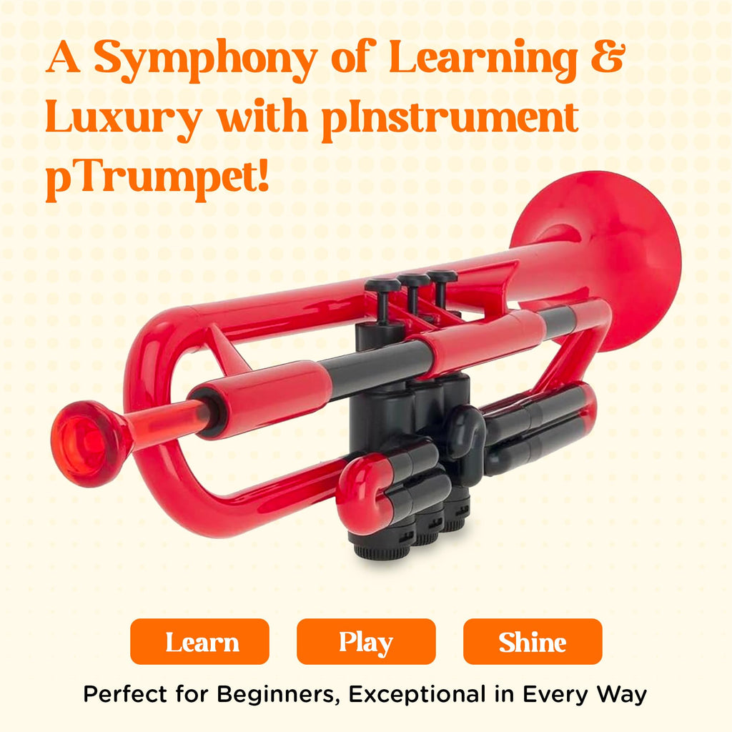 pTrumpet Bb Plastic Trumpet - Durable pInstruments Design with Ergonomic Grip - Includes 3C & 5C Mouthpieces and Carrying Bag - Authentic Sound for Students & Beginners - ABS Build - Green