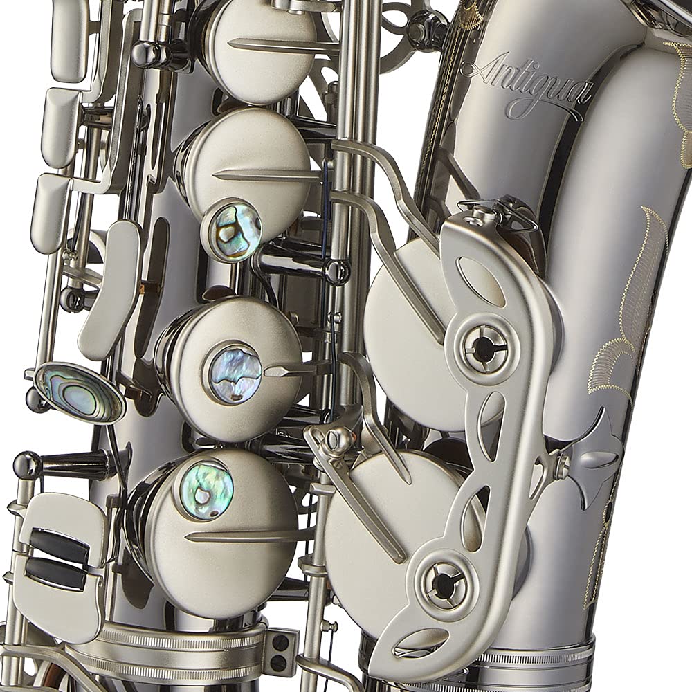 Antigua Winds PowerBell Professional Eb Alto Saxophone (Yellow brass/classic nickel plated/enlarged bell/new neck design/ergonomic design/hand engraving/ABS case)/WRAS4248CN