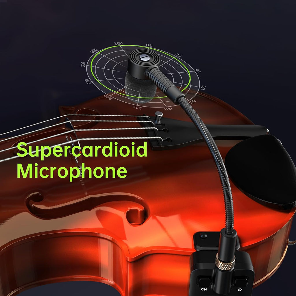 Xvive U9 Violin Mandolin Instrument Microphone Wireless System 2.4 GHz Wireless Microphone Transmitter and Receiver for Violin and Viola, Mandolin
