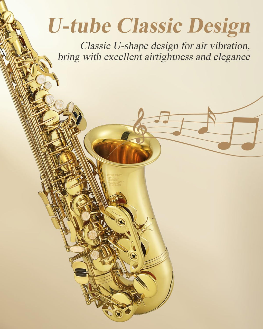 Eastar Student Alto Saxophone E Flat for Beginner Sax Full Kit with Carrying Case, Mouthpiece, Straps, Reeds, Stand, Golden Lacquer, AS-Ⅱ